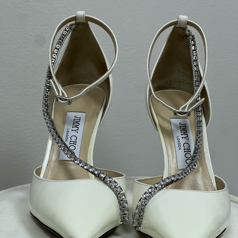 Jimmy Choo White Crystal Embellished Women's Shoes